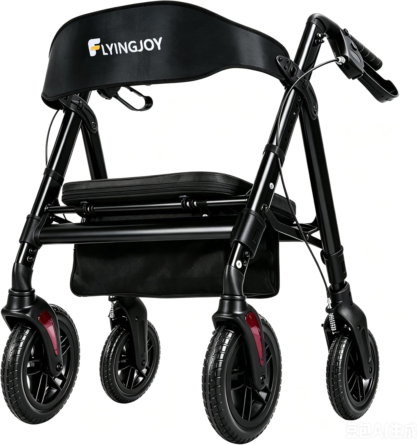 Rollator Walker with Seat,450Lbs Rolling Walker,Extra-Wide Heavy-Duty All-Terrain Walkers for Seniors with backrest & Ergonomic Seat,Adjustable Height,Storage Bag,Foldable Mobility Aid for Adults