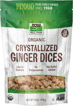 NOW Foods, Organic Crystallized Ginger Dices, Low-Sodium, Preservative-Free and Non-GMO, 16-Ounce (Packaging May Vary)