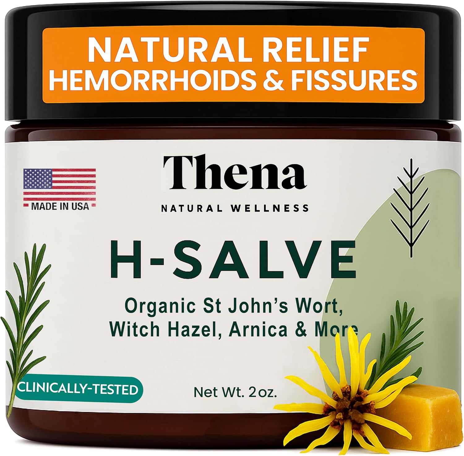 Intense Hemorrhoid Treatment Natural Hemorrhoid Relief Cream, Max Strength Herbal Anal Fissure Relief Ointment with Organic Witch Hazel for Postpartum Piles, Best with Thena Sitz Bath Soak Women Men