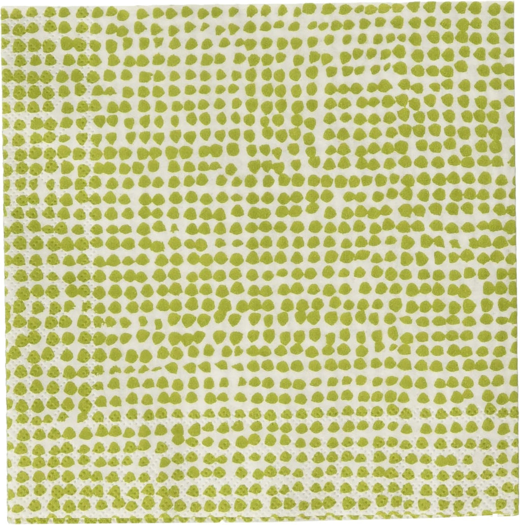 IHR Ideal Home Range Cocktail Napkins Marimekko Disposable 3-Ply Paper Party Napkin Pack, 5" x 5", Orkanen White/Green, 20-Count