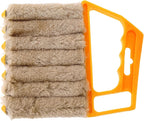 7 Teeth Shutter Cleaner Brush Venetian Blind Cleaner Window Removable Washable Dust Collector Microfiber Cleaning Cloth Tools for Window Shutters Air Conditioner Awnings Siding Car Fan