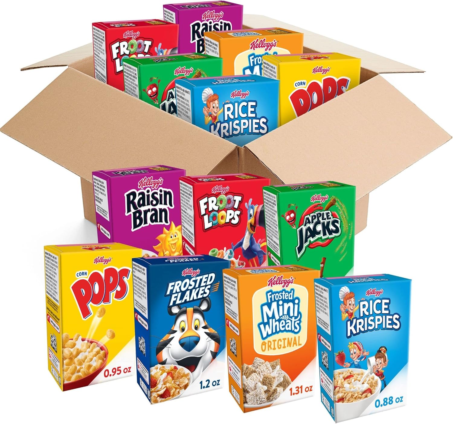 Kellogg's Cold Breakfast Cereal, Bulk Pantry Staples, Kid Snacks, Variety Pack (48 Boxes)
