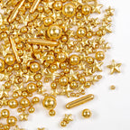 Dazzjoy Edible Gold Pearl Star Sprinkles, Gold Cake Decoration, 130g/4.58oz, Gold Star Pearls Sprinkles for Cake Decorating, Birthday Holiday Party Supplies