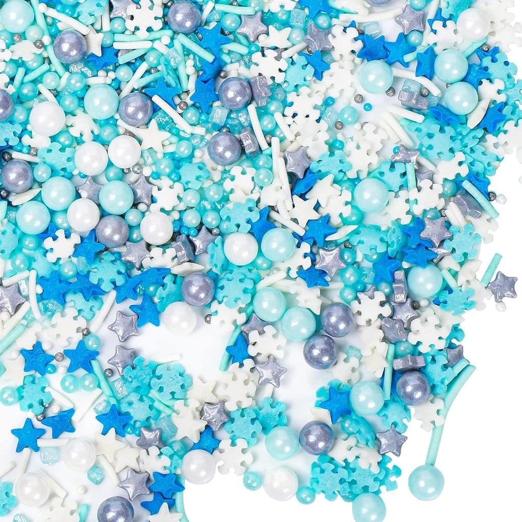 Snowflake Christmas Sprinkles Frozen in Sugar Sprinkle 120g/ 4.2oz Mix Blue Sprinkles Cake Decorations Cupcake Toppers Cookie Decorating Ice Cream Celebrations Shaker Jar Wedding Shower Party