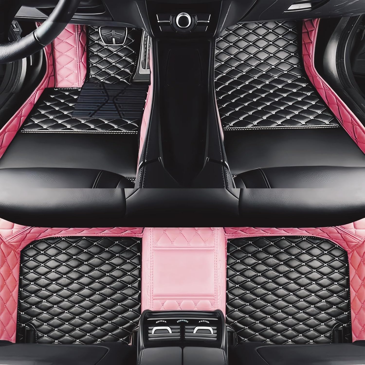 Custom Car Floor mat for BMW 1 2 3 4 5 6 7 8 Series X1 X2 X3 X4 X5 X6 X7 M1 M2 M3 M4 M5 M6 M7 M8 X3M X4M X5M X6M GT i3 i4 iX3 i8 iX Z4 Waterproof Cargo (Black Pink)