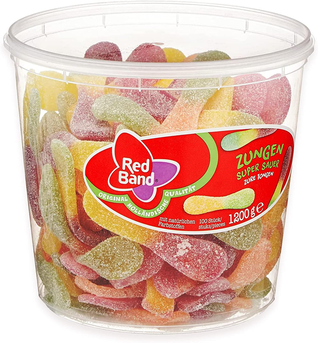 Red Band Zungen Super Sauer Dose - Fruit Gums - Sour-Sweet Wine Gum Experience - Dutch Quality