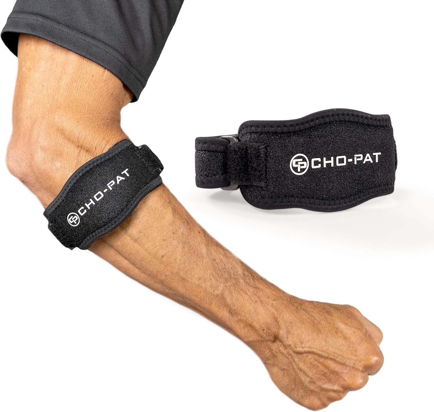 Cho-Pat Tennis Elbow Strap, Adjustable Forearm Support for Tennis Elbow, Overuse Syndromes, Muscle Strains, and Tendonitis, OSFM