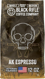 Black Rifle Coffee Company, AK-47 Espresso,100% Arabica Coffee,Colombian Supremo Roasted Dark, Whole Bean 12 oz Bag