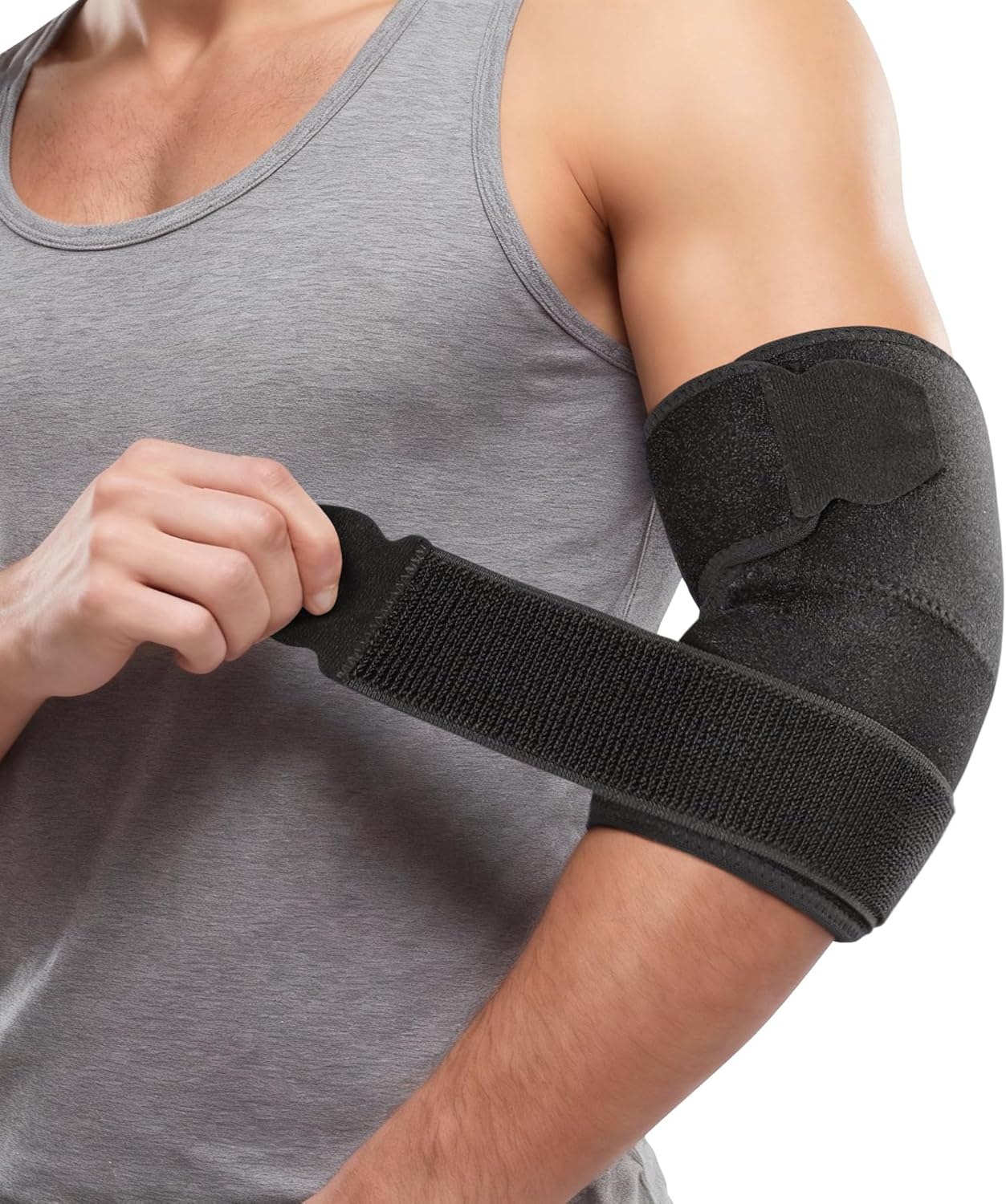 Cozyhealth Elbow Brace for Tendonitis Women Men, Tennis Elbow Compression Sleeve Wrap Support, Golfer's Elbow, Bursitis, Sprains, Strains, Sports Injury Recovery Joint (Regular - Black)