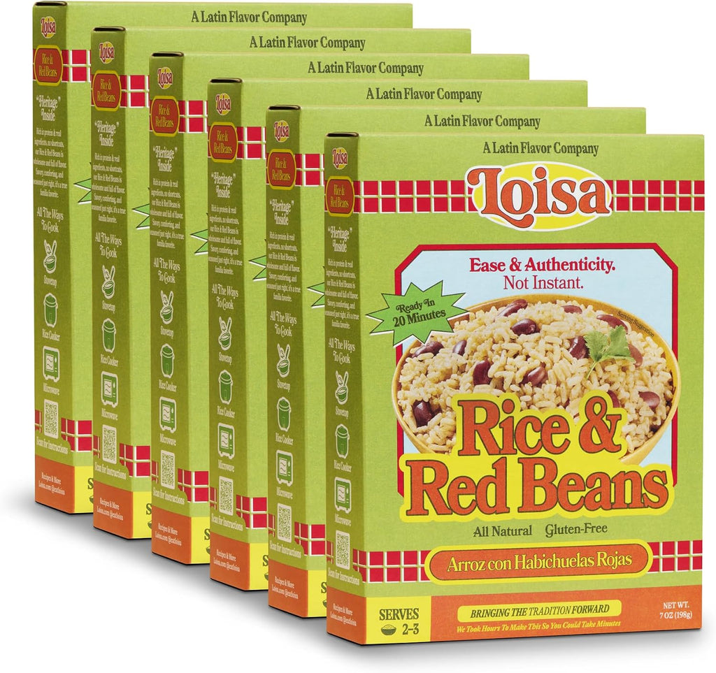 Loisa Rice & Red Beans, Premium Latin Rice & Beans, Non-GMO, No MSG, No Artificial Flavors, No Arfiticial Colors, Organic Spices, 7 oz, Pack of 6