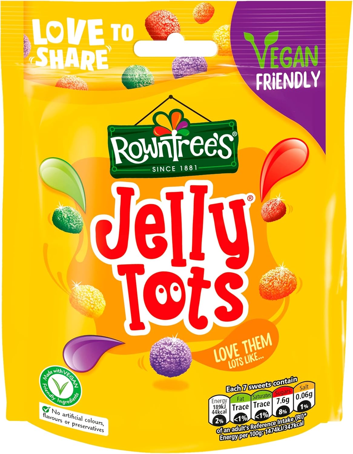 Original Rowntrees Jelly Tots Sweets Bag Pouch Imported From The UK England-Rowntrees Jelly Tots, 150 g