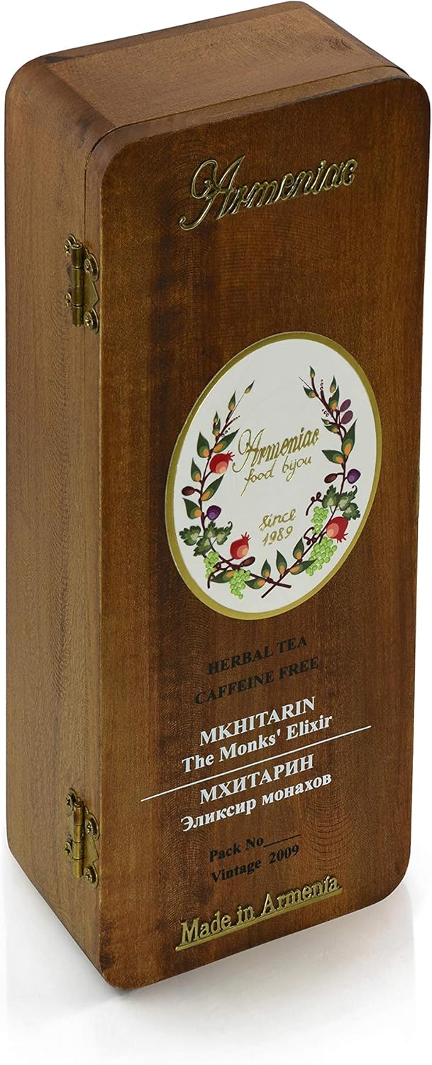 Armeniac Mkhitarin – 100% Natural Wild Crafted Loose Leaf Herbal Tea in a Wooden Box | Premium – Wellness – Artisan – 50 g