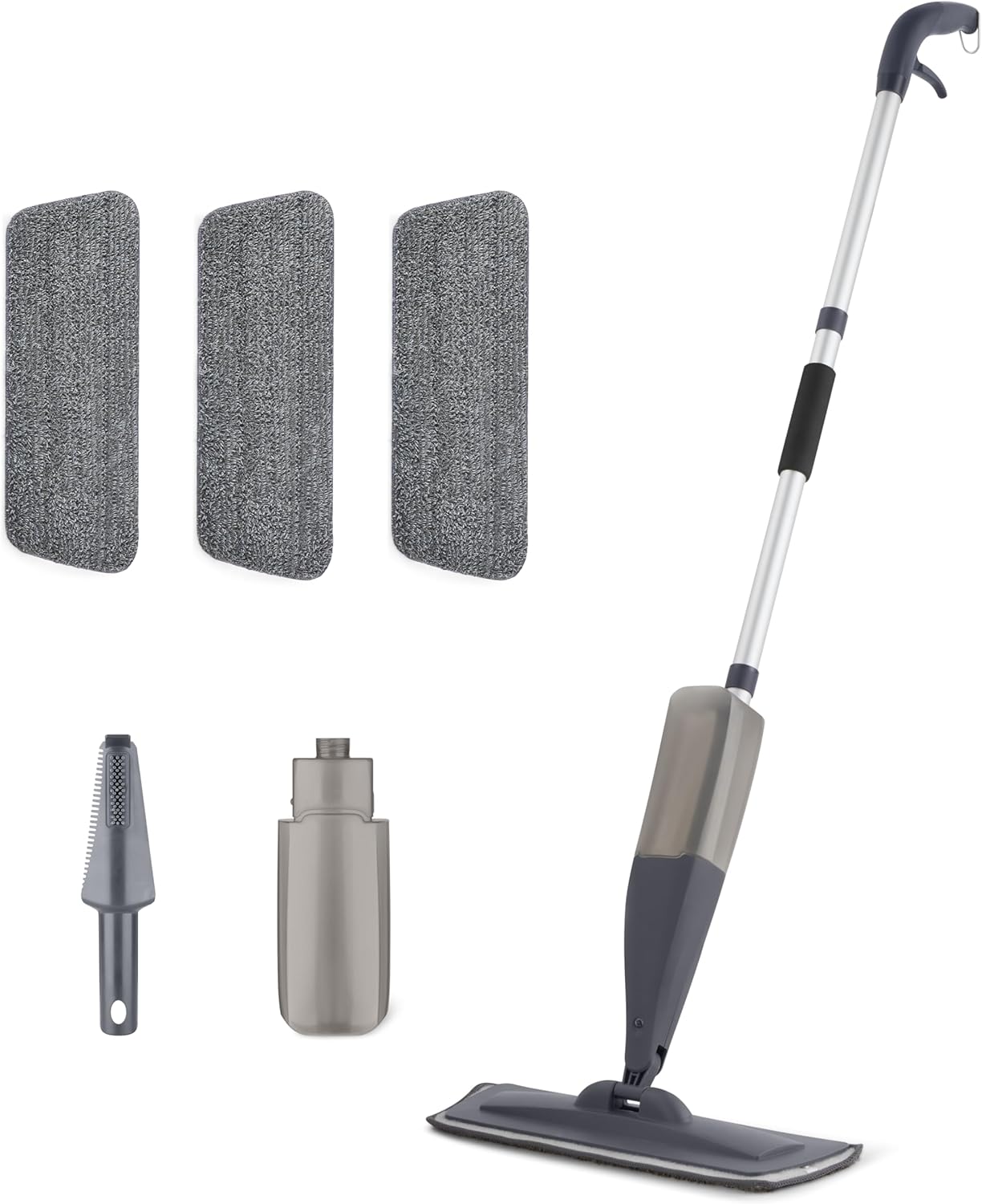 Amazon Basics Dry and Wet Floor Spray Mop, 360-Degree Swivel Spray Mop for Hardwood Tile Laminate Floor Cleaning with 16.9 oz Refillable Tank, 49-inch, 3-Pack Washable Pads