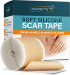 NUVADERMIS Silicone Scar Sheets for Surgical Scars - 120" x 1.5" Roll - Medical Grade Silicone Scar Tape and Face Tape for Wrinkles, Keloid Scars, and Hypertrophic Scars - Reusable - 1 Pack