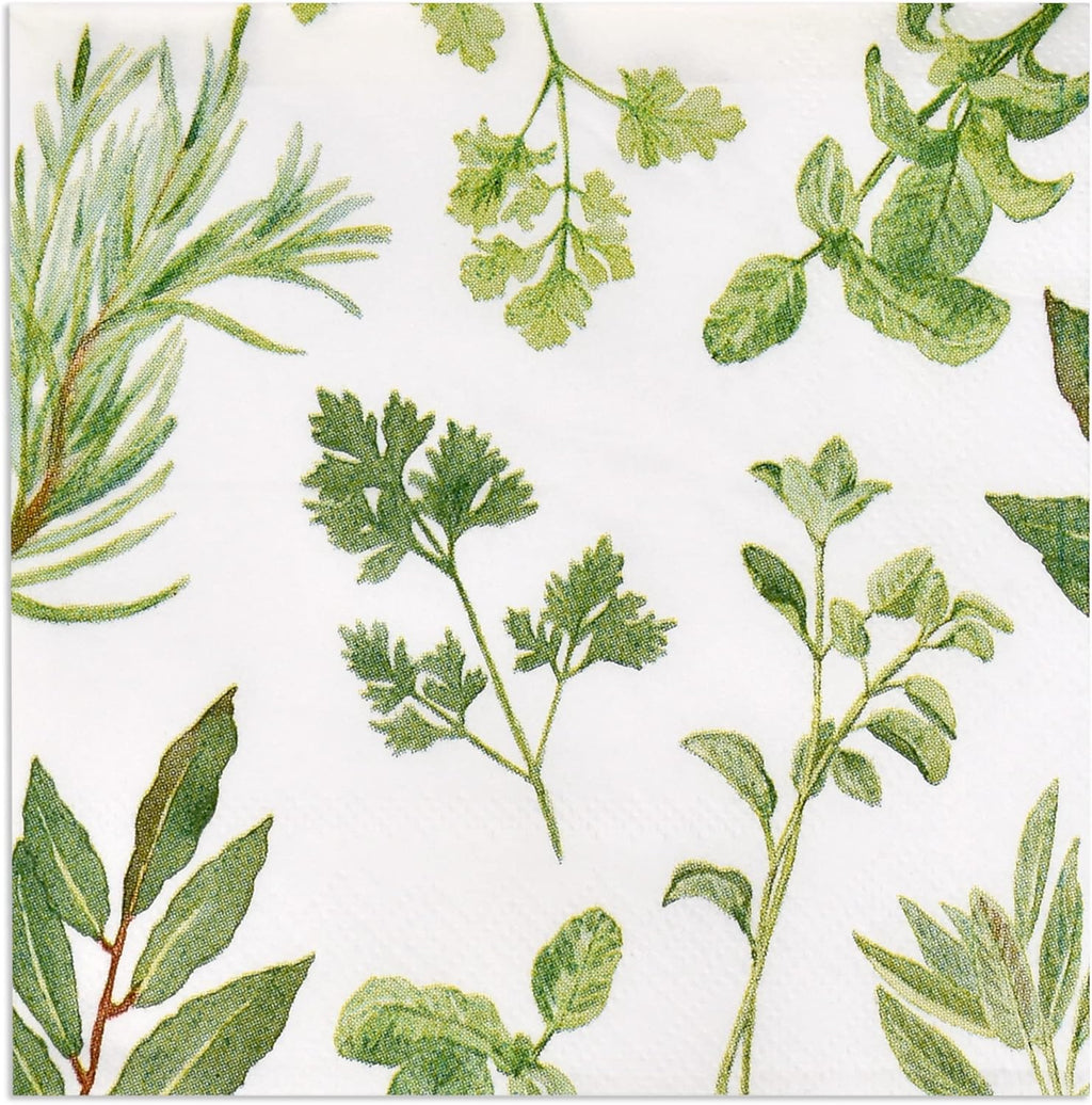 Gift Boutique 100 Herbs Botanical Cocktail Beverage Napkins Disposable Paper Spring Greenery Dessert Napkin for Spring Flower Wedding Holiday Birthday Party Bridal & Tableware Party Supplies