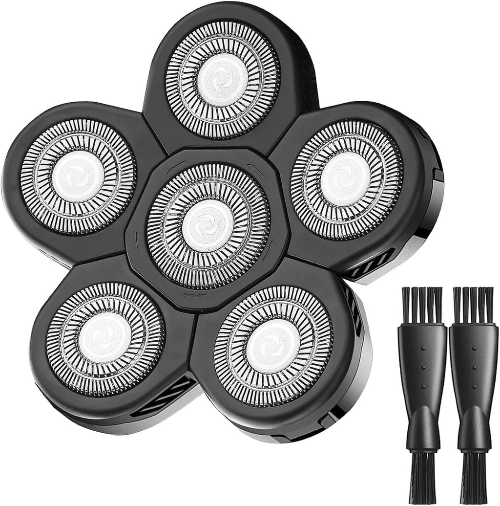 AW Shaver Replacement Head, 6 Blades Head Shaver Replacement Heads Compatible with AidallsWellup Replacement Head for AidallsWellup G-672 Head Shaver for Bald Men, 1 Cleaning Brush