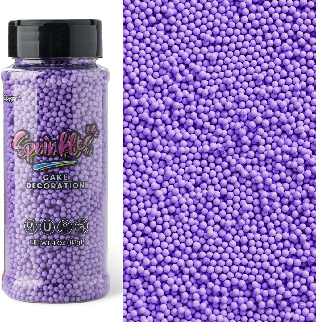 Purple Nonpareils Sprinkles, Sujoygar 4oz Edible Cake Sprinkles for Ice Cream Toppings Cupcake Chocolate Decoration, Wedding Party Cookies Baking Dessert Food Supplies