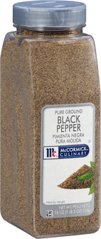 McCormick Culinary Pure Ground Black Pepper, 18 oz - One 18 Ounce Container of Bulk Black Pepper Finely Ground, Perfect for Chefs and Pepper Shaker Refills