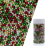 Edible Christmas Mixed Colour Pearl Sugar Sprinkles Candy 4mm Mini Pearls Cake Decorations Cupcake Toppers Cookie Decorating Perfect for Wedding Party Valentine Halloween Christmas Supplies 3OZ