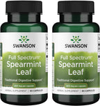 Swanson Spearmint Leaf Full Spectrum Digestive Supplement for Digestive-Comfort-Seeking Adults - 400 mg Mentha Spicata (60 Capsules, 2 Pack)