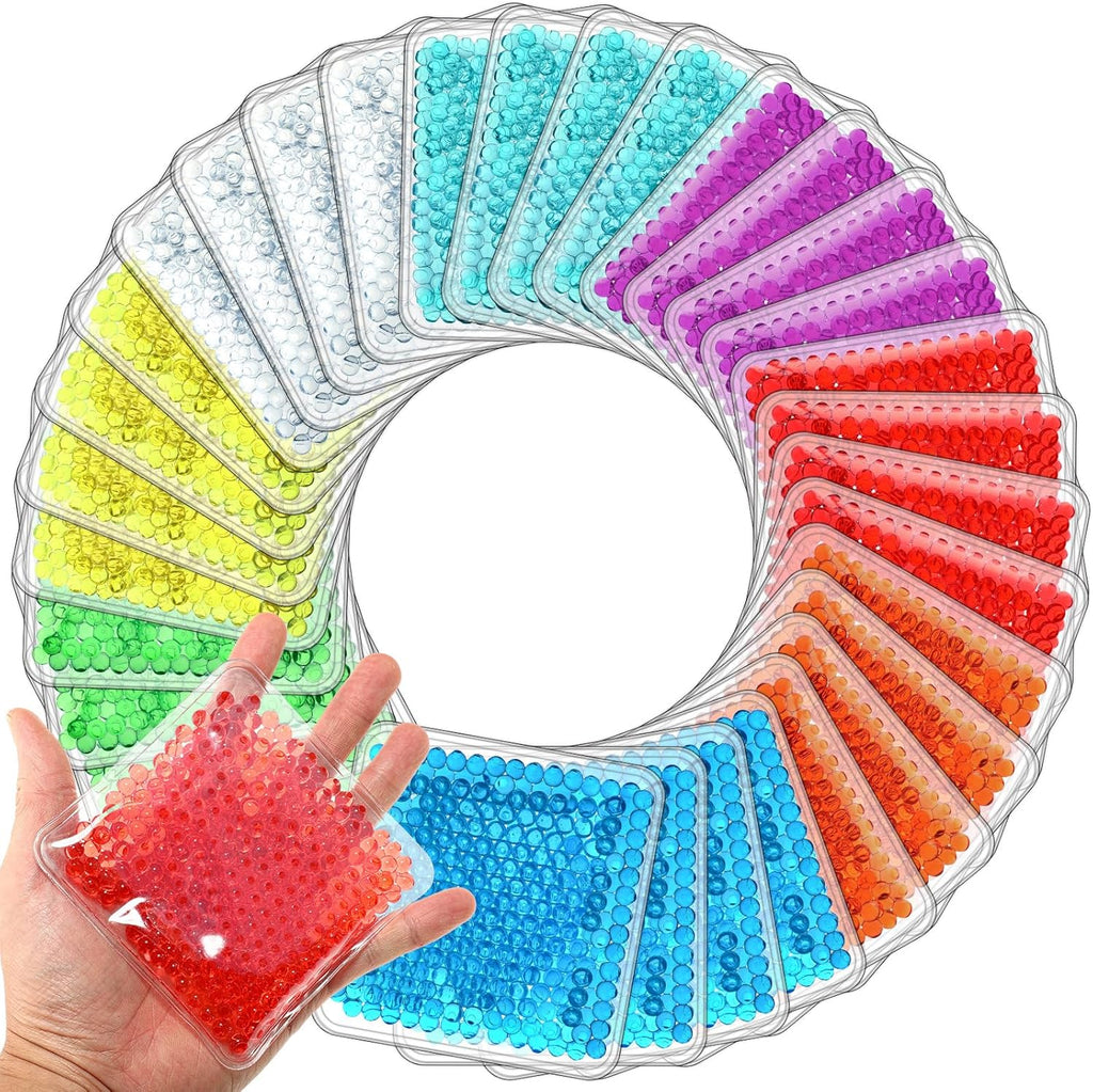 TrelaCo 32 Pack Small Ice Packs for Injuries Reusable Hot and Cold Mini Boo Boo Gel Bead Ice Packs for Breastfed Injury Pain Relief Headache Tired Eyes, 8 Colors