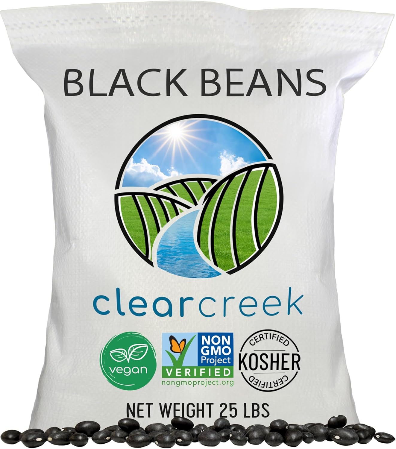 CLEAR CREEK Grown in Washington Black Beans | 25 lb | Non-GMO | Kosher | Vegan | Non-Irradiated