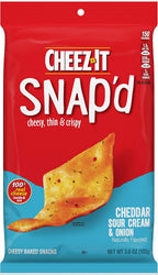 Cheez-It Snap'd Cheese Cracker Chips, Thin Crisps, Lunch Snacks, Cheddar Sour Cream and Onion, 21.6oz Case (6 Pouches)
