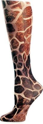 Women's Printed Mild Compression Wide Calf Knee High Stockings - Giraffe