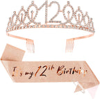 CIEHER 12th Birthday Crown + 12th Birthday Sash + Pearl Pin Set, It's My 12th Birthday Sash, 12 Birthday Tiara, 12th Birthday Decorations for Girls, 12th Birthday Gifts