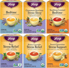Yogi Tea Stress Relief & Herbal Tea Variety Pack - 16 Bags per Pack (6 Packs) - Organic Herbal Sampler - Includes Bedtime, Kava Stress Relief, Soothing Caramel Bedtime & More