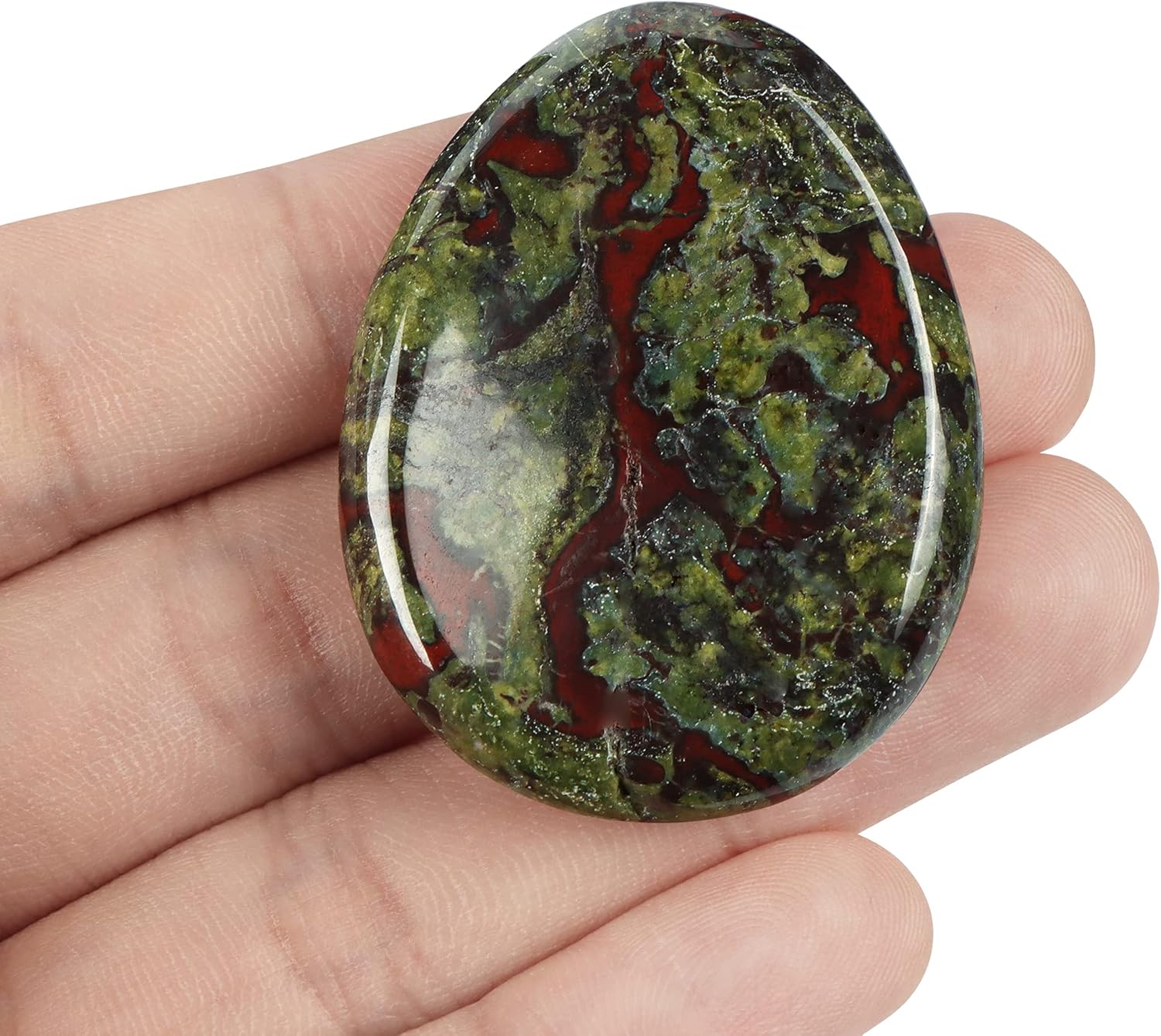 Artistone Dragon Blood Stone Crystal Thumb Worry Stone for Anxiety Hand Carved Crystal Pocket Palm Stone for Stress Relief, Meditation Reiki, Water Drop Shaped