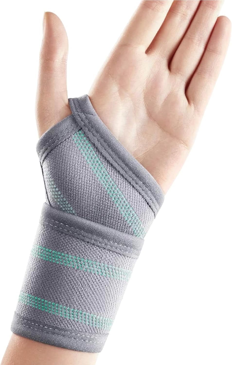 OPPO 2383 Adjustable Wrist Compression Wrap with Thumb Loop for Fitness, Weightlifting, Tendonitis, Carpal Tunnel Arthritis, Pain Relief - Fits Both Right and Left Hand (Gray, One Size, 1 Pack)