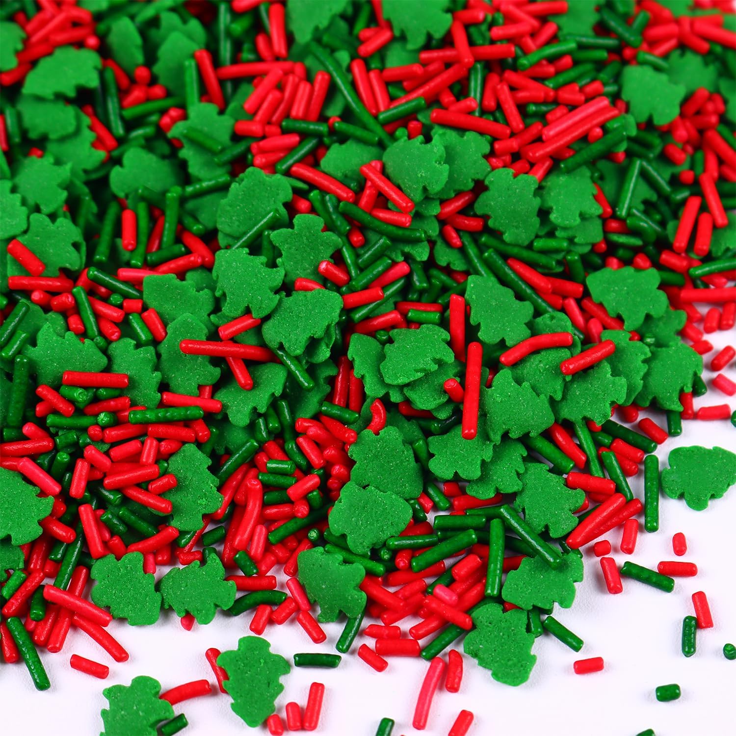 Christmas Tree Sprinkles for Cake Decorating 7 Ounce Edible Christmas Tree Red and Green Confetti Jimmies Sprinkles Mix for Xmas Party Cupcake Topper Ice Cream Cookie Food Decorative Dessert