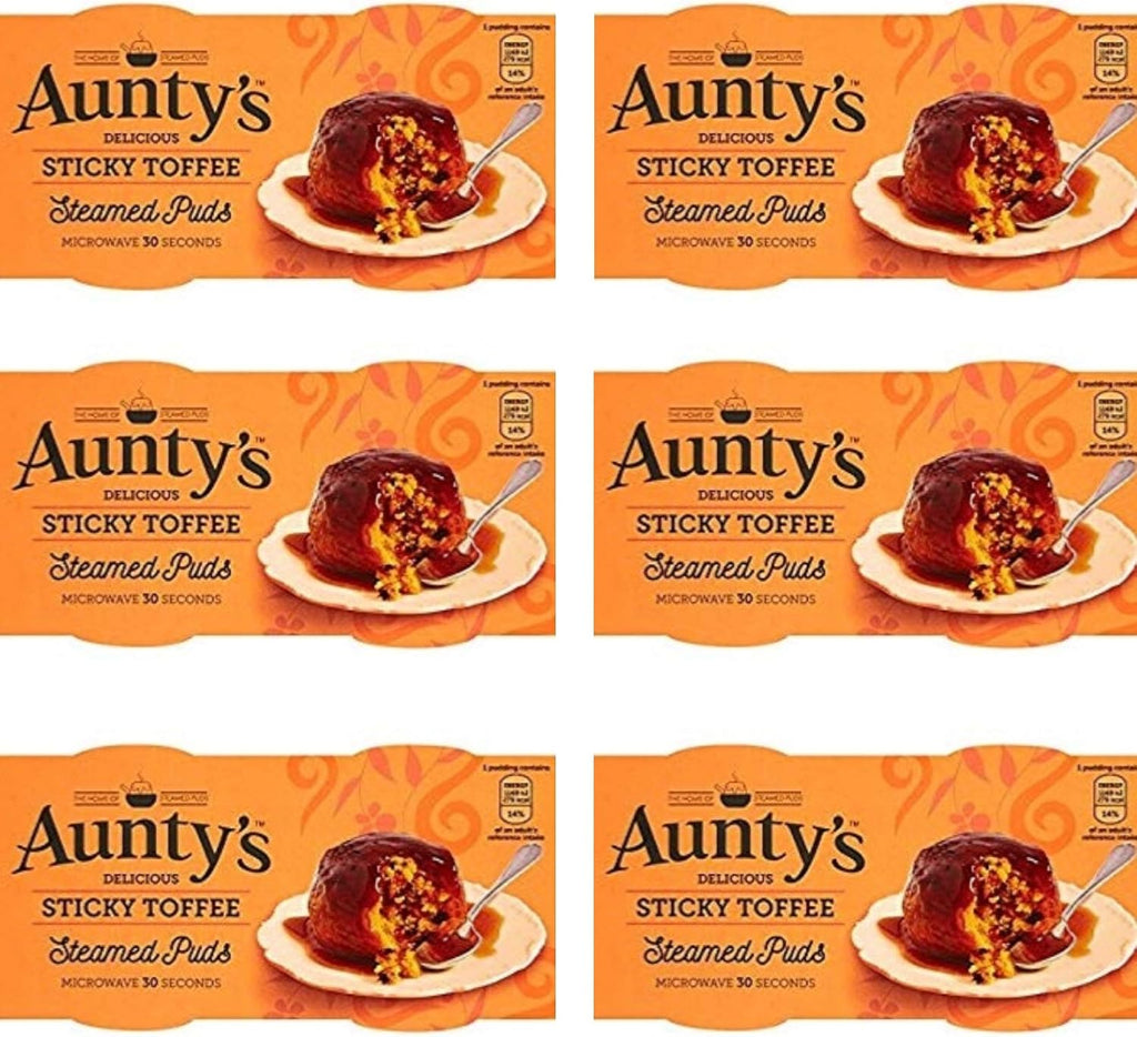 Auntys Sticky Toffee Puddings 6 x Sticky Toffee Steamed Puds 2 pk 95g