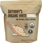 Anthony's Organic White Whole Grain Quinoa, 4 lb, Gluten Free & Non GMO