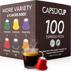 CAPSUCUP Espresso Pods Variety Pack - 100 Count Coffee Capsules Compatible with Nespresso OriginalLine Machines.