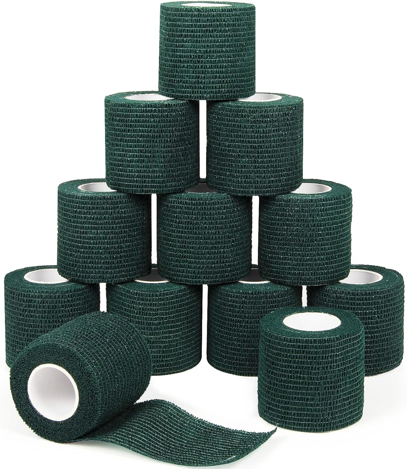 12Pcs 2inch x 5 Yards Self Adhesive Bandage Wrap Elastic Bandage Wrap Self Adherent Cohesive Wrap Bandages for Wrist Ankle Vet Tape for Dog Athletic Swelling Sprain Tape Grip Cover (Army Green)