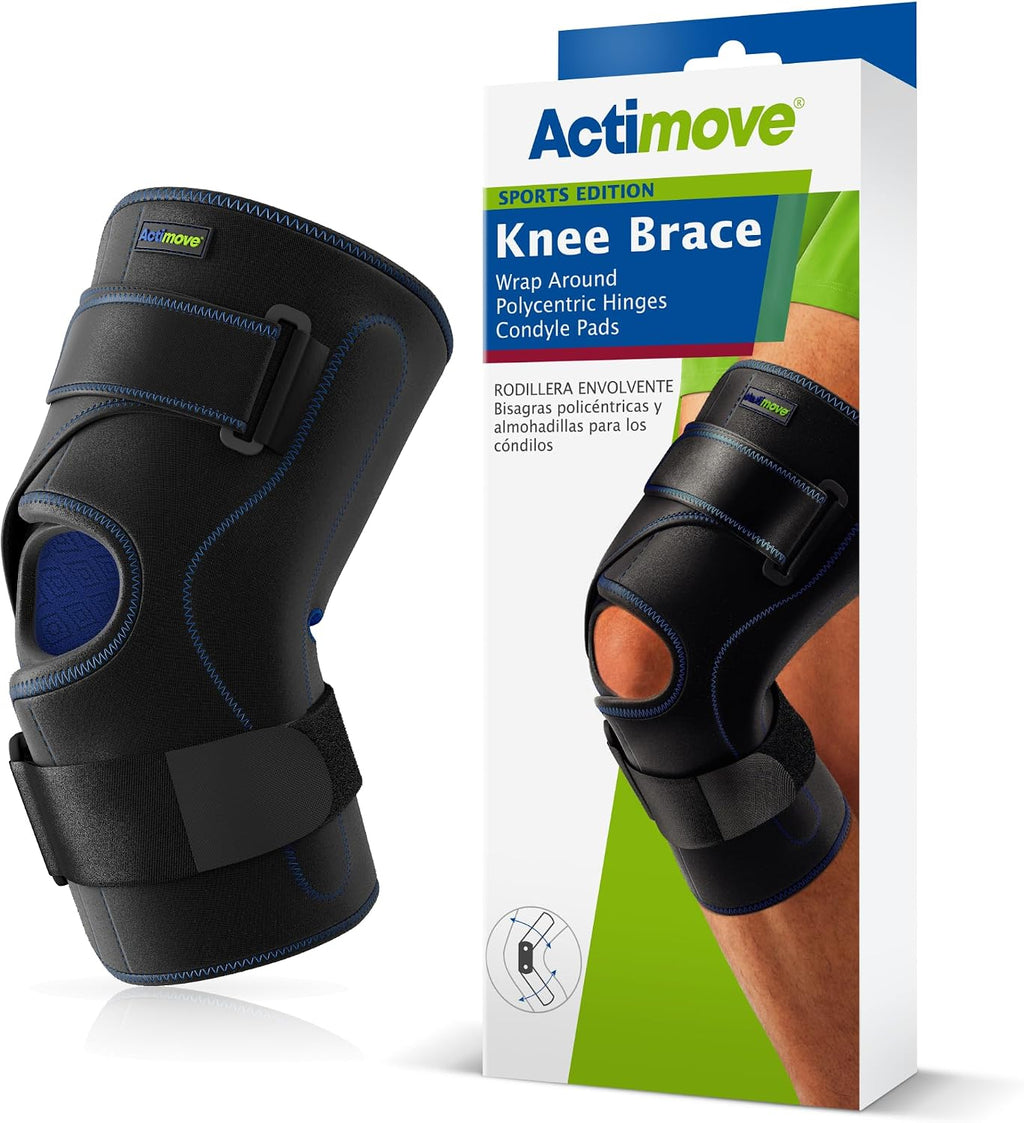 Actimove Sports Edition Knee Brace Wrap Around, Polycentric Hinges, Condyle Pads X-Large Black