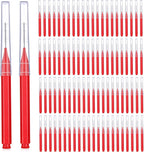 Patelai 100 Pieces Braces Dental Brush for Cleaner Interdental Toothpick Dental Tooth Flossing Head Oral Hygiene Flosser Toothpick Cleaners Tooth Tool(Red,Suitable Size)