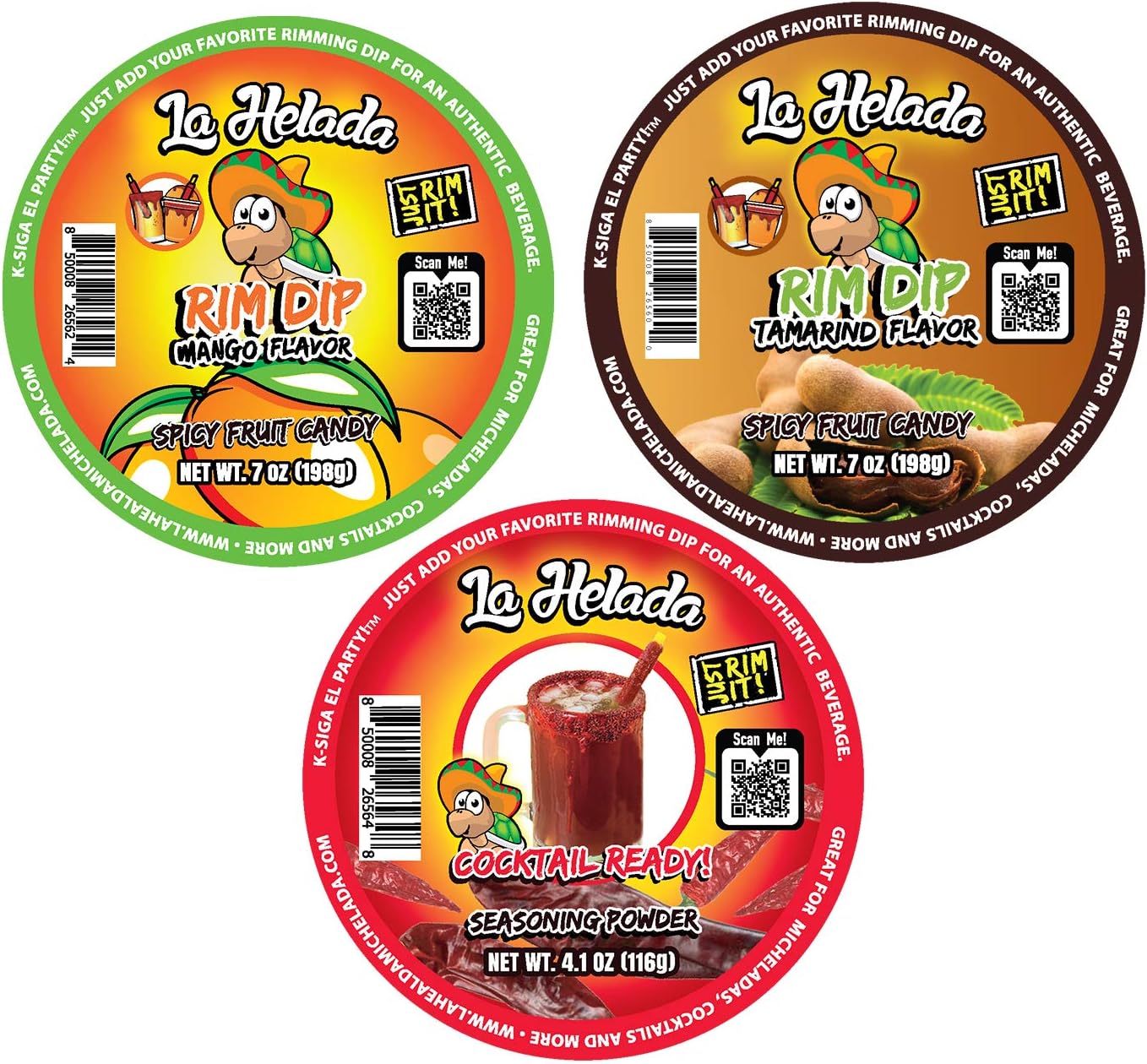 La Helada Rim Dip Bundle! Tamarind Flavored Paste, Mango Flavored Paste and Cocktail Ready Seasoning Powder Chili Flavor Rim Dip! Escarchador/Rimmer for Drinks, Cocktails and Micheladas!