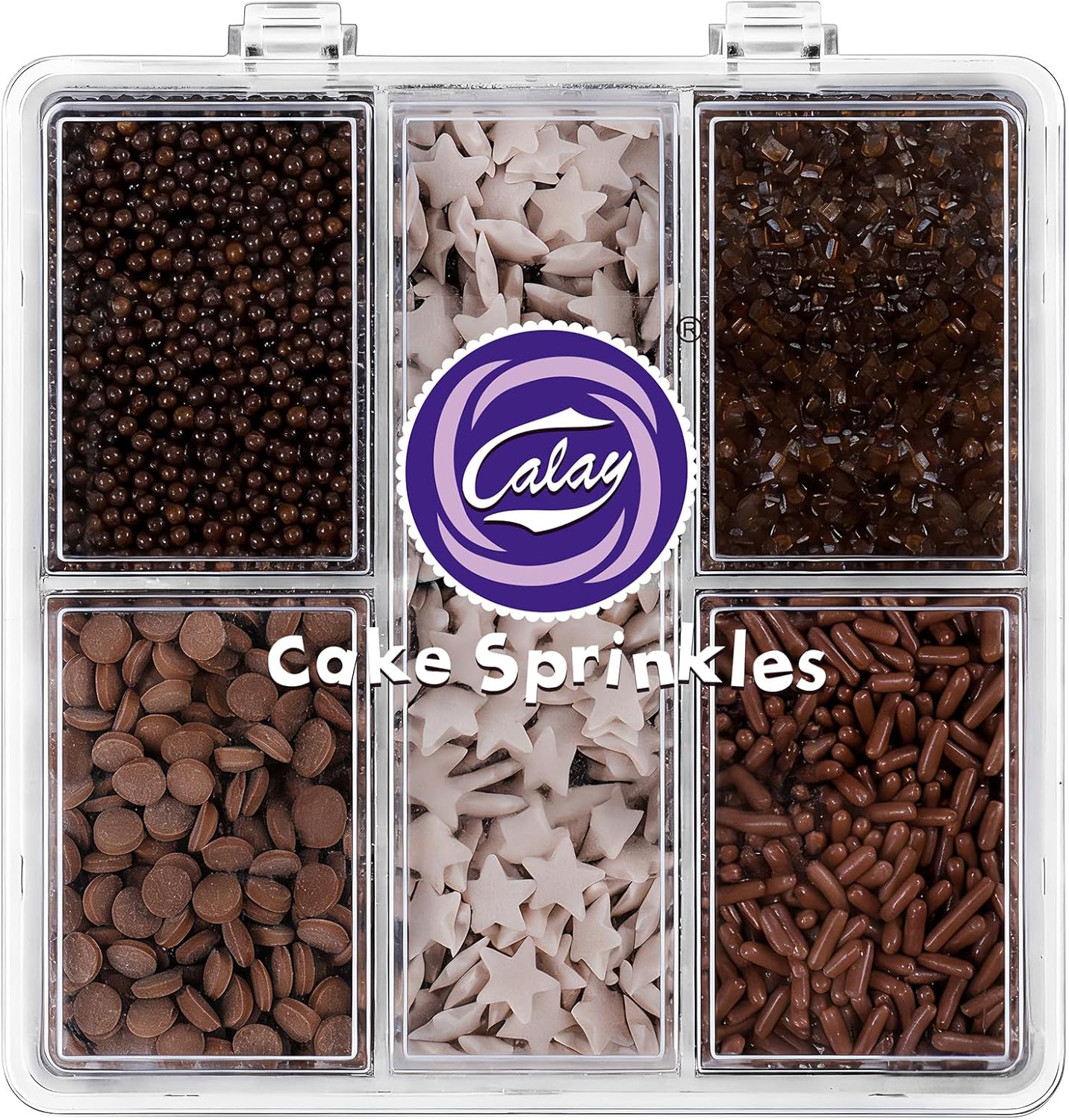 Sprinkles for Cake Decorating, 4.8oz Chocolate Sugar Sprinkles with Nonpareils Stars Sanding Sugar Confetti and Jimmies for Cake Cupcake Cookie Baking Dessert Donuts Topping