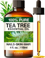 100% Pure Tea Tree Oil - 4 Fl Oz Tea Tree Essential Oil for Hair, Skin, Diffuser, Aromatherapy & DIY Soap Making Scent
