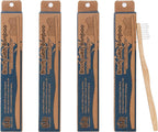 Brush with Bamboo Toothbrush with Plant-Based Bristles, Organic Bamboo, BPA-Free, Eco-Friendly, 100% Biobased, Soft Bristles, Zero Waste, Dental Care Product - 4 Pack
