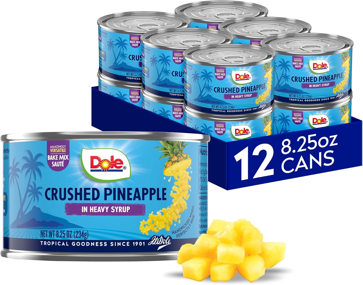 Dole Crushed Pineapple in Heavy Syrup - Dole Canned Fruit - Rich Source of Vitamin C - 8.25 oz Cans - 12 Pack