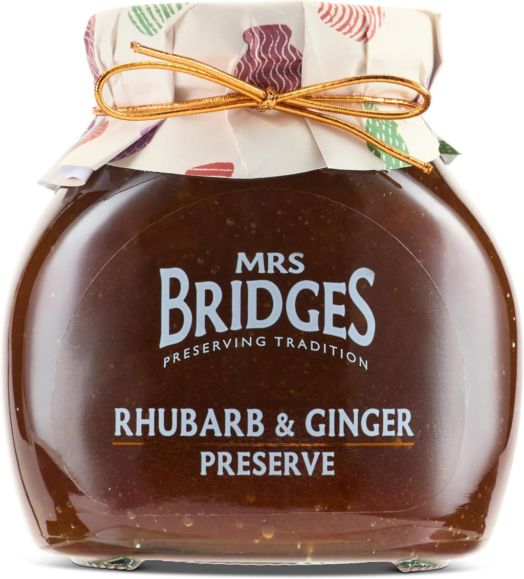 Mrs Bridges Rhubarb & Ginger Preserve, Made in Scotland, 12oz Jar (Pack of 1)