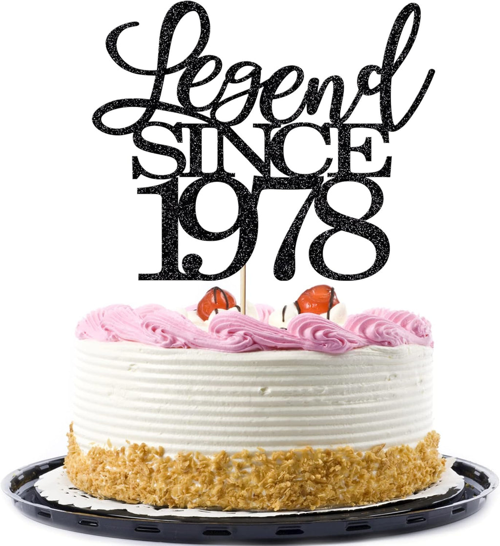 legend since 1978 cake topper 48th birthday happy birthday cake topper men and women cheer 48 years old handmade black glitter cake decoration