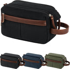 Vorspack Canvas Toiletry Bag for Men - Water Resistant Travel Bag for Toiletries, Bathroom Essentials, Accessories - Black