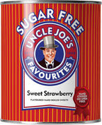 Uncle Joe’s Sugar Free Sweet Strawberry Hard Candy 120g Tin (4.23 Oz) | Old Fashioned British Boiled Sweets | Zero Sugar Strawberry Candy Gift Tin, Diabetic Friendly, Vegetarian, Imported from UK