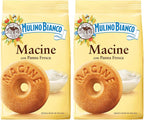 Mulino Bianco Macine 12.35oz (350g) – Authentic Italian Breakfast Biscuits with Fresh Cream – Perfect for Coffee, Tea, or Milk – Made with Natural Ingredients and No Palm Oil (Pack of 2)