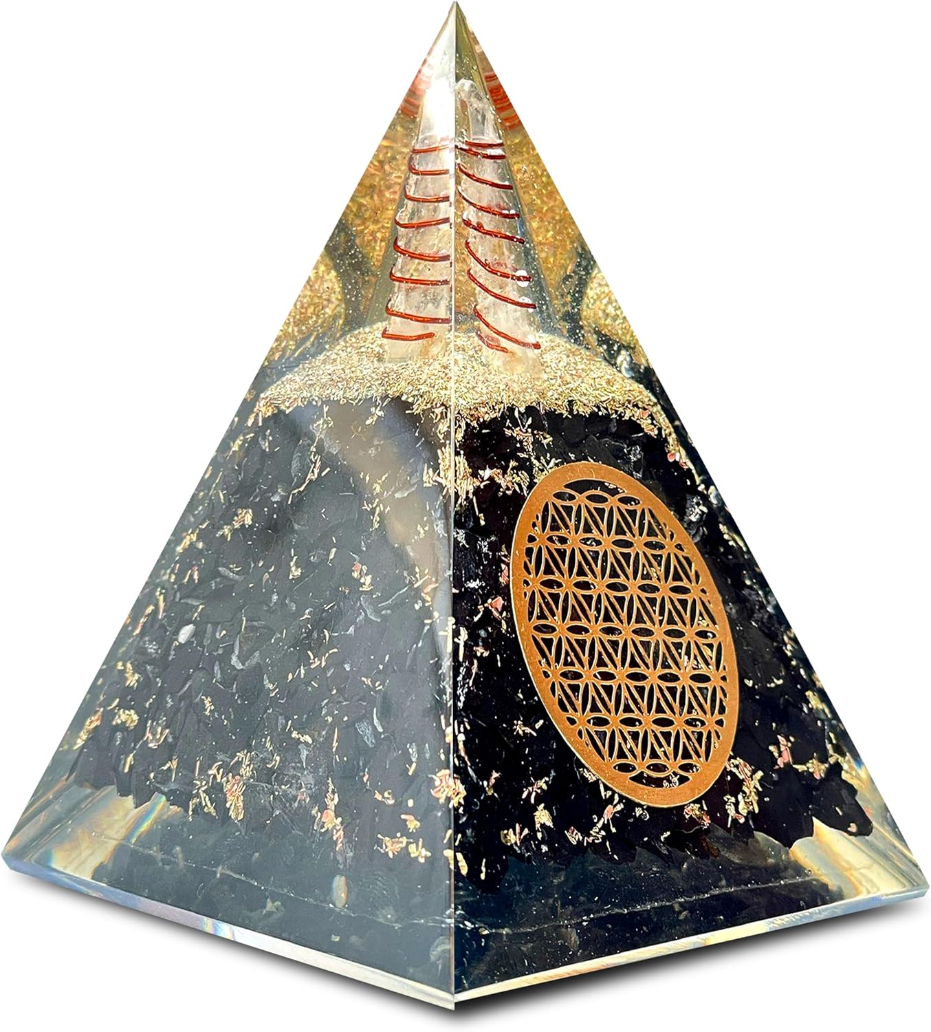 Orgone Black Tourmaline Pyramid – Healing Crystal for Protection, Motivation, EMF Shielding & Meditation – Orgonite Pyramid for Chakra Balancing, Reiki, Spiritual Energy & Positive Vibrations